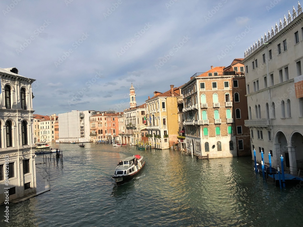 boat and floating buildings in venice