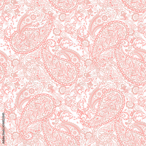 Paisley vector seamless pattern. Fantastic flower, leaves. Batik style painting. Vintage background