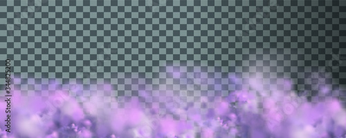 Lilac vector cloudiness ,fog or smoke on dark checkered background.Cloudy sky or smog over the city.Vector illustration.