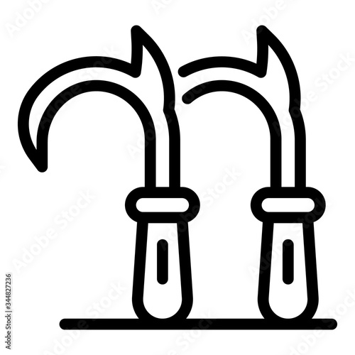 Climbing hooks icon. Outline climbing hooks vector icon for web design isolated on white background