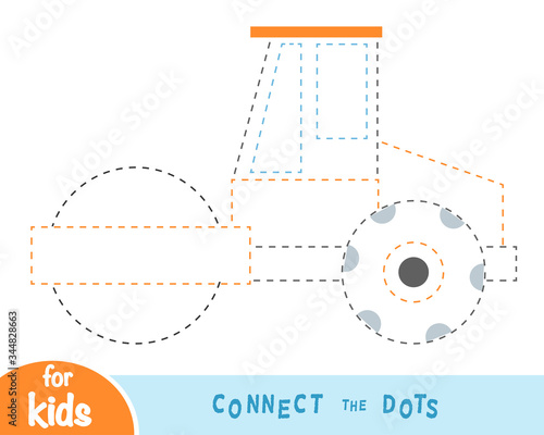 Connect the dots, game for children, Road roller
