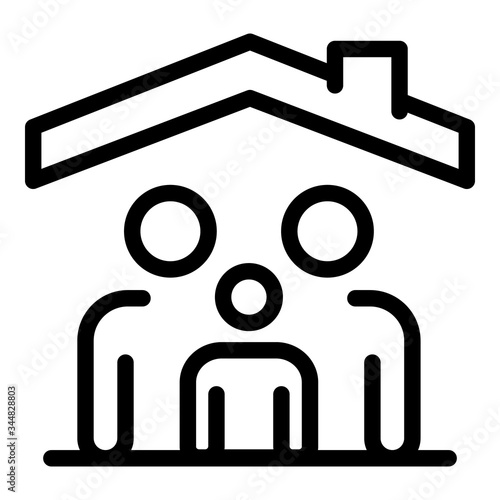 Family under the roof icon. Outline family under the roof vector icon for web design isolated on white background