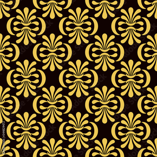 Seamless pattern in ethnic traditional style. Simple geometric Oriental floral motif . Palmette pattern design.