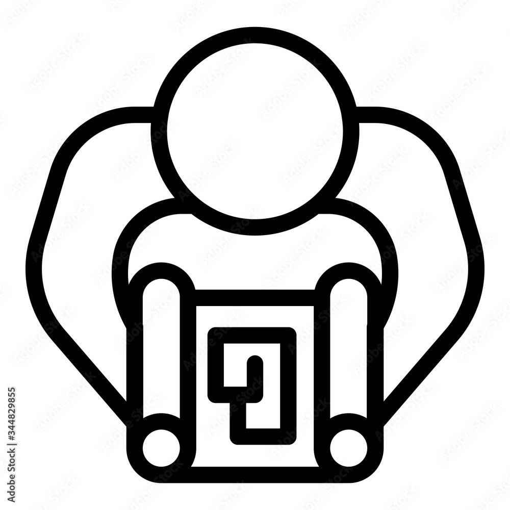 Man and house scheme icon. Outline man and house scheme vector icon for web design isolated on white background Man and house scheme icon. Outline man and house scheme vector icon for web design isolated on white background