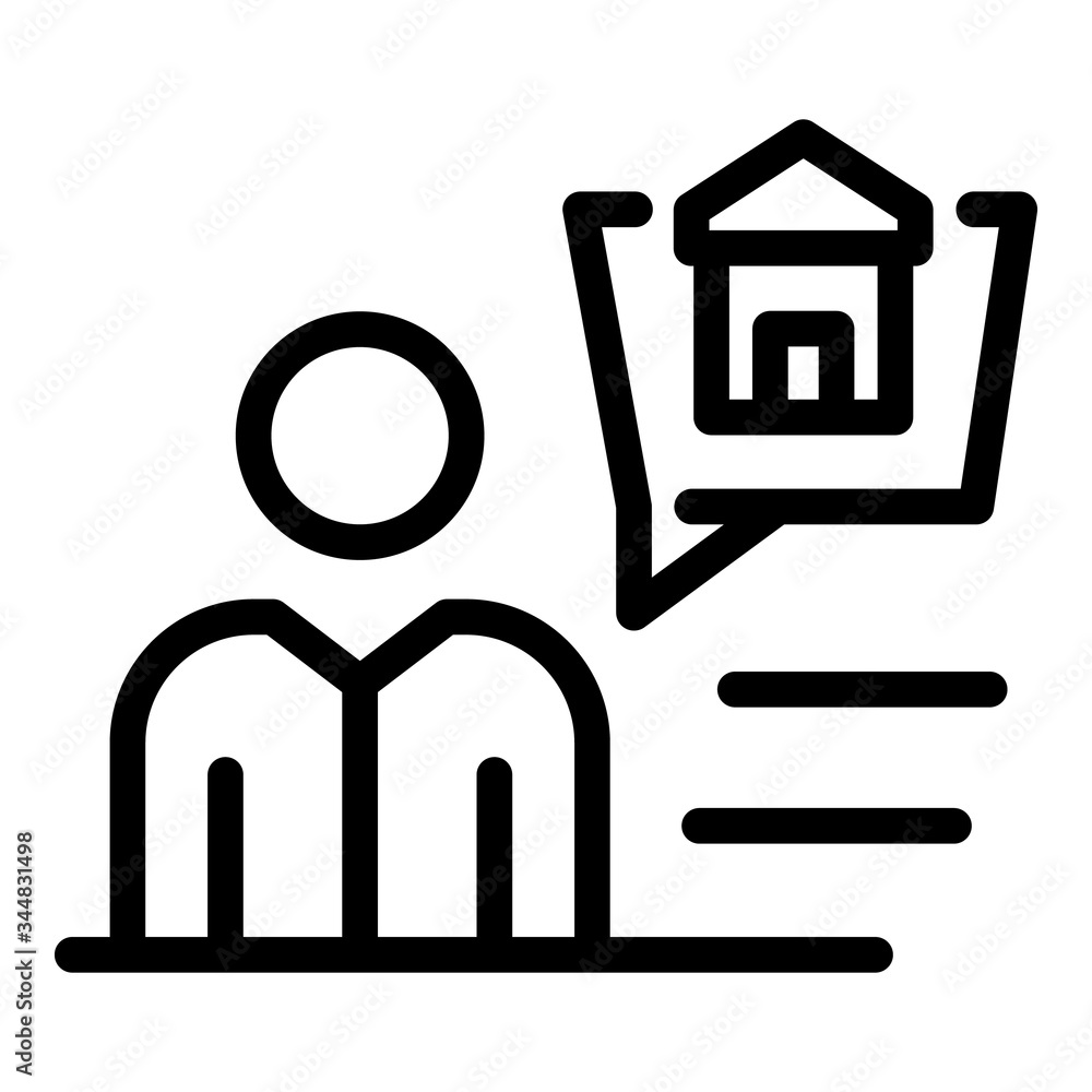Man planning a house icon. Outline man planning a house vector icon for web design isolated on white background Man planning a house icon. Outline man planning a house vector icon for web design isolated on white background