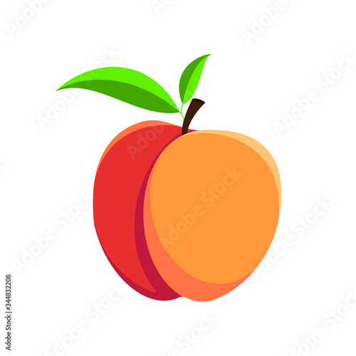 Ripe nectarine is isolated on a white background.
