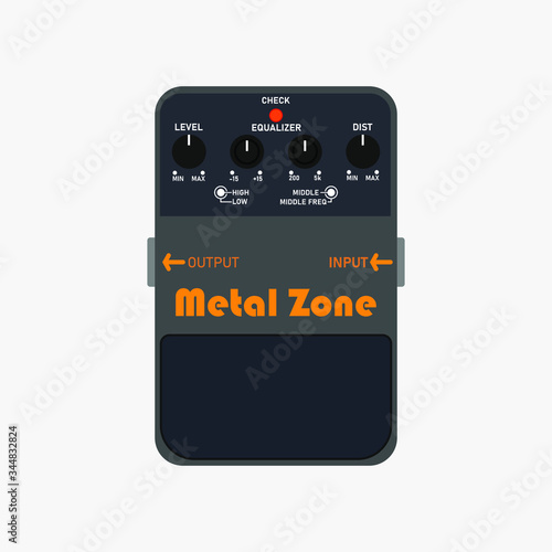Black modern distortion guitar stomp box effect, graphic icon design. t-shirt artwork.