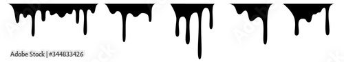 Black melt drips or liquid sauce drops. Black liquid or melted chocolate drips, current paint.