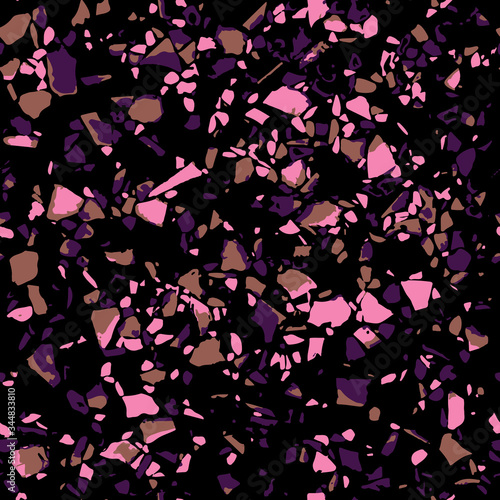 Terrazzo floor marble seamless hand crafted pattern. Traditional venetian material.Granite and quartz rocks and sprinkles mixed on polished surface.Abstract vector background for architecture designs