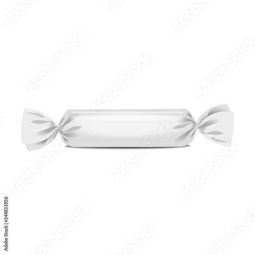Candy wrapper. Long rounded rectangle shape wrap foil for chocolate sweets and other snack. Vector illustration