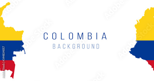 Colombia flag map background. The flag of the country in the form of borders. Stock vector illustration isolated on white background.