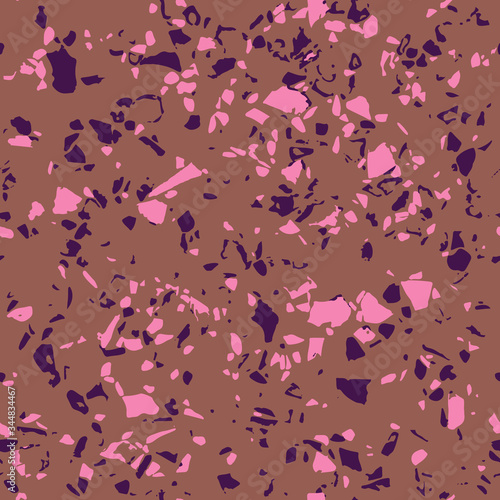 Terrazzo floor marble seamless hand crafted pattern. Traditional venetian material.Granite and quartz rocks and sprinkles mixed on polished surface.Abstract vector background for architecture designs