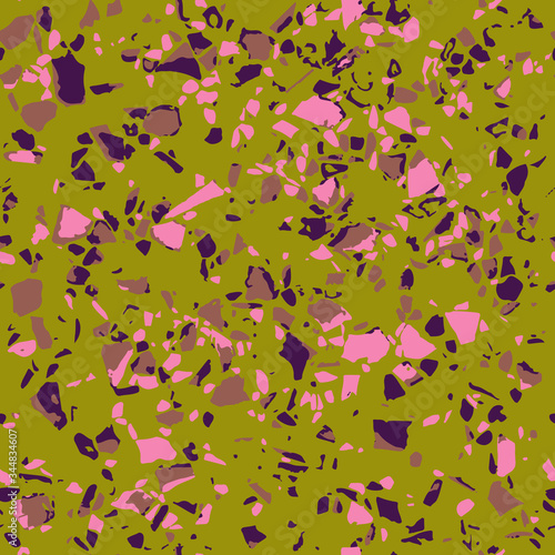 Terrazzo floor marble seamless hand crafted pattern. Traditional venetian material.Granite and quartz rocks and sprinkles mixed on polished surface.Abstract vector background for architecture designs