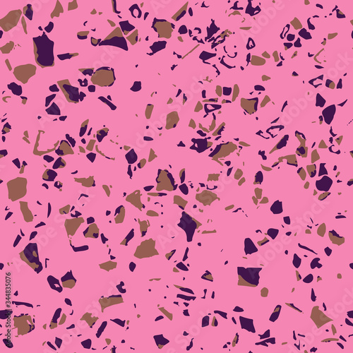 Terrazzo floor marble seamless hand crafted pattern. Traditional venetian material.Granite and quartz rocks and sprinkles mixed on polished surface.Abstract vector background for architecture designs