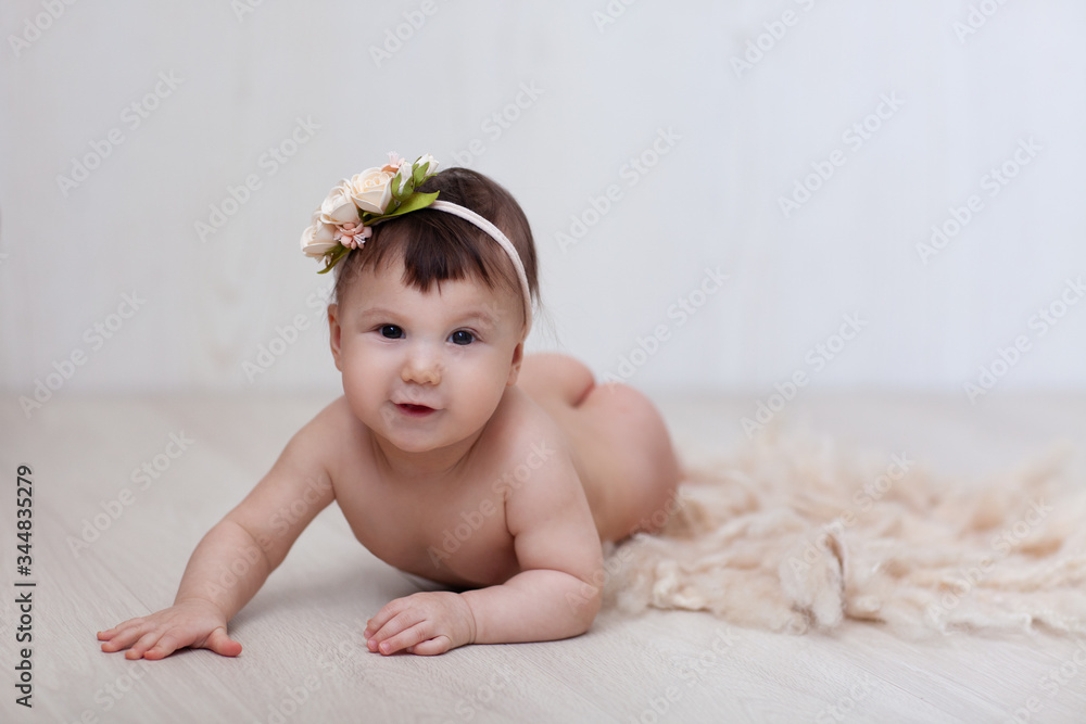 portrait of a smiling baby girl portrait of a smiling baby girl