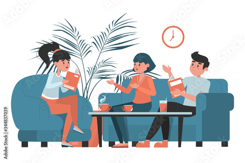 Book club concept vector isolated. Group of people