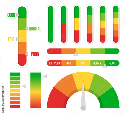 Color progress, level indicator set vector isolated