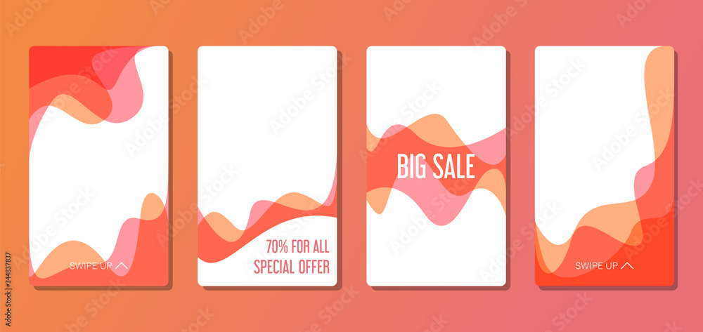 Collection of story templates vector isolated. Social