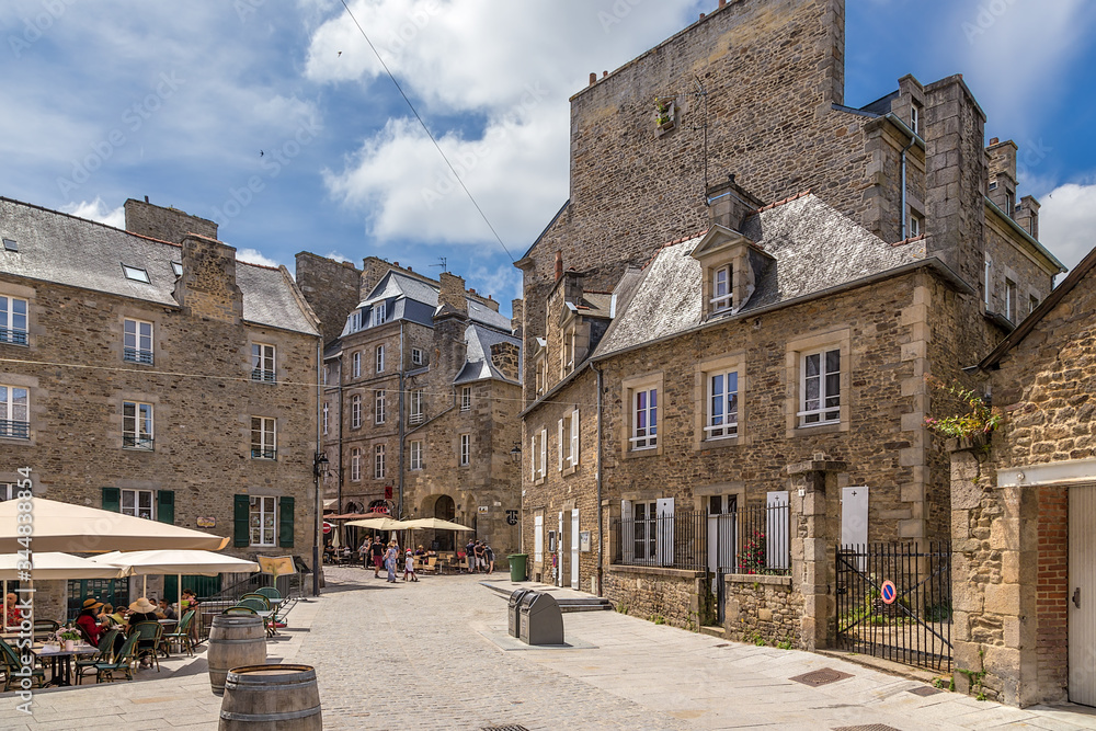 Dinan, France. Crossroads of l'Ecole and Lainerie