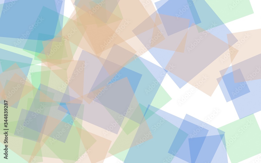 Fototapeta premium Multicolored translucent squares on white background. 3D illustration