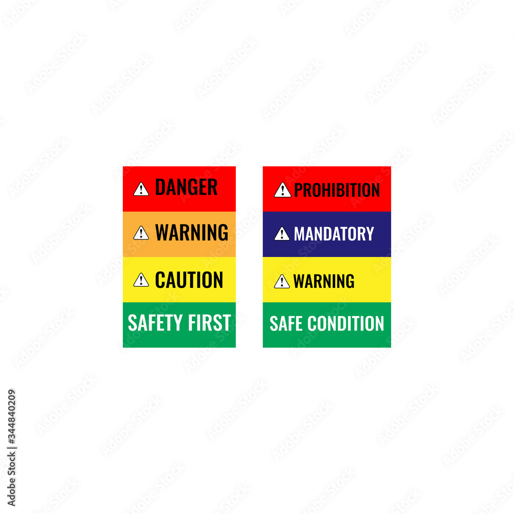 a set of color sign that meaning a danger and safety