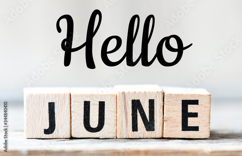 HELLO JUNE text. Greeting the new month - Concept.