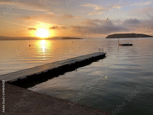 sunset on a lake in Italy 