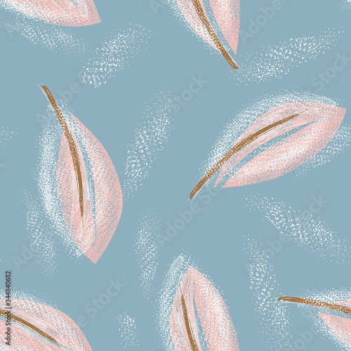 Leaves Seamless Pattern. Floral Background with Spray Effect.
