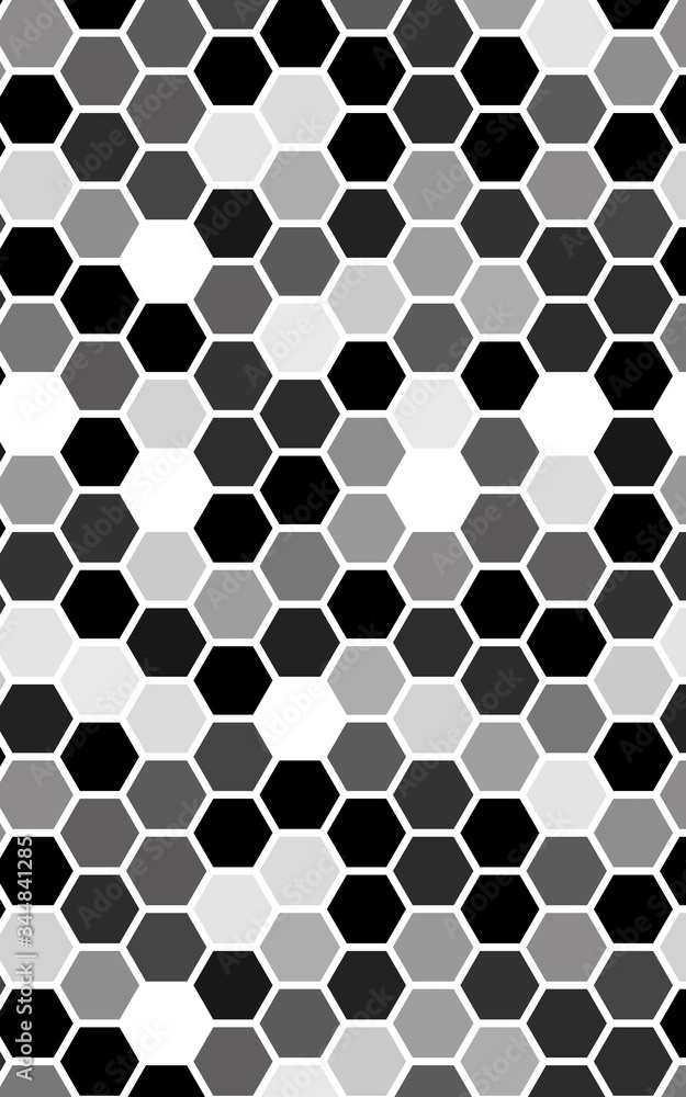 White honeycomb with a gradient color. Isometric geometry. 3D illustration White honeycomb with a gradient color. Isometric geometry. 3D illustration