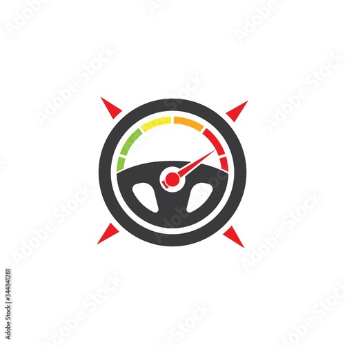 car steering wheel compass concept  logo icon vector illustration