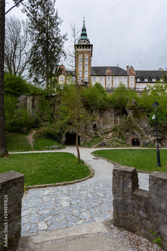 The famous Lilafured palace and the Bukk mountains in the background photo