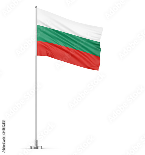 Bulgaria flag on a flagpole white background 3D illustration