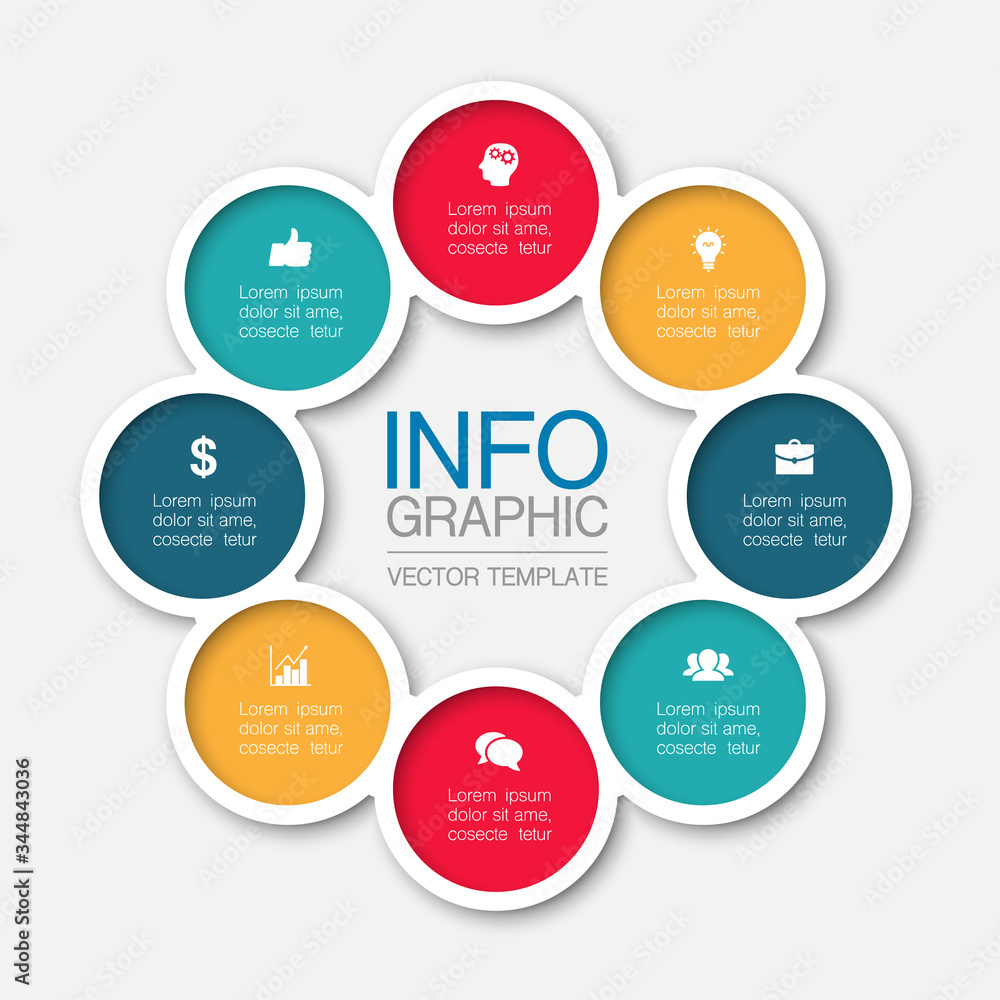 Vector iInfographic template for business, presentations, web design, 8 options. Vector iInfographic template for business, presentations, web design, 8 options.