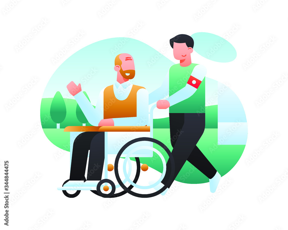 A Medical Officer Is Taking The Patient On A Wheelchair