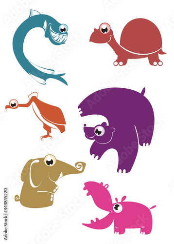 Cartoon funny animals illustration set for design 