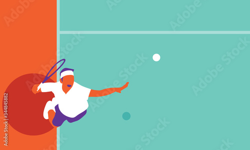 Young man playing tennis on court