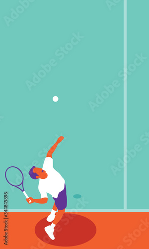 Young man playing tennis on court