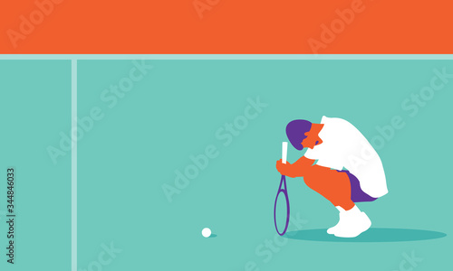 Young man playing tennis on court