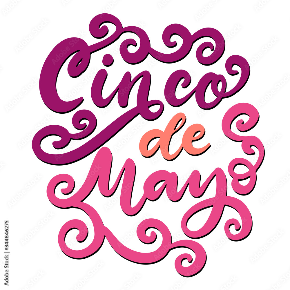 Cinco de Mayo Fiesta festival vector illustration. May 5, holiday in Mexico. Banner, party poster design with lettering. Hand drawn phrase.