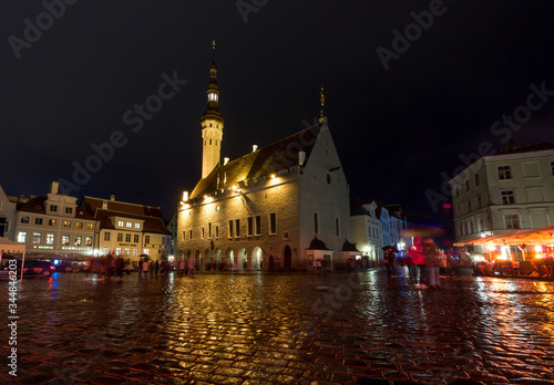 Estonia, Tallinn, the central Town Hall Square in the old city. A place of entertainment and a large number of cafes. Historic buildings and culture