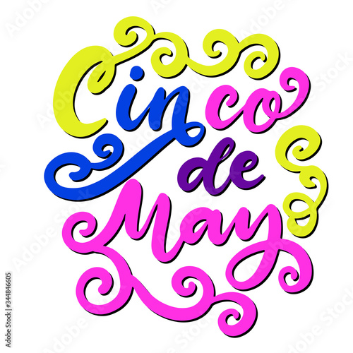 Cinco de Mayo Fiesta festival vector illustration. May 5, holiday in Mexico. Banner, party poster design with lettering. Hand drawn phrase.