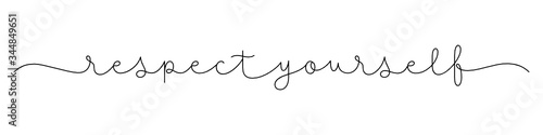 RESPECT YOURSELF black vector monoline calligraphy banner with swashes