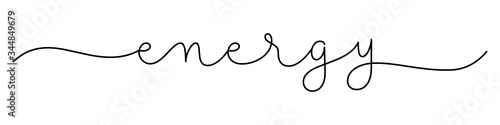 ENERGY black vector monoline calligraphy banner with swashes