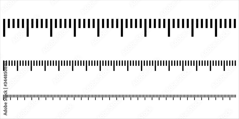 Measuring scale, marking for ruler, length measurement scale chart