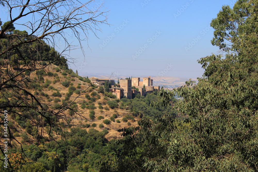 Landscape of the monument of the Alhambra in Granada, in Spain