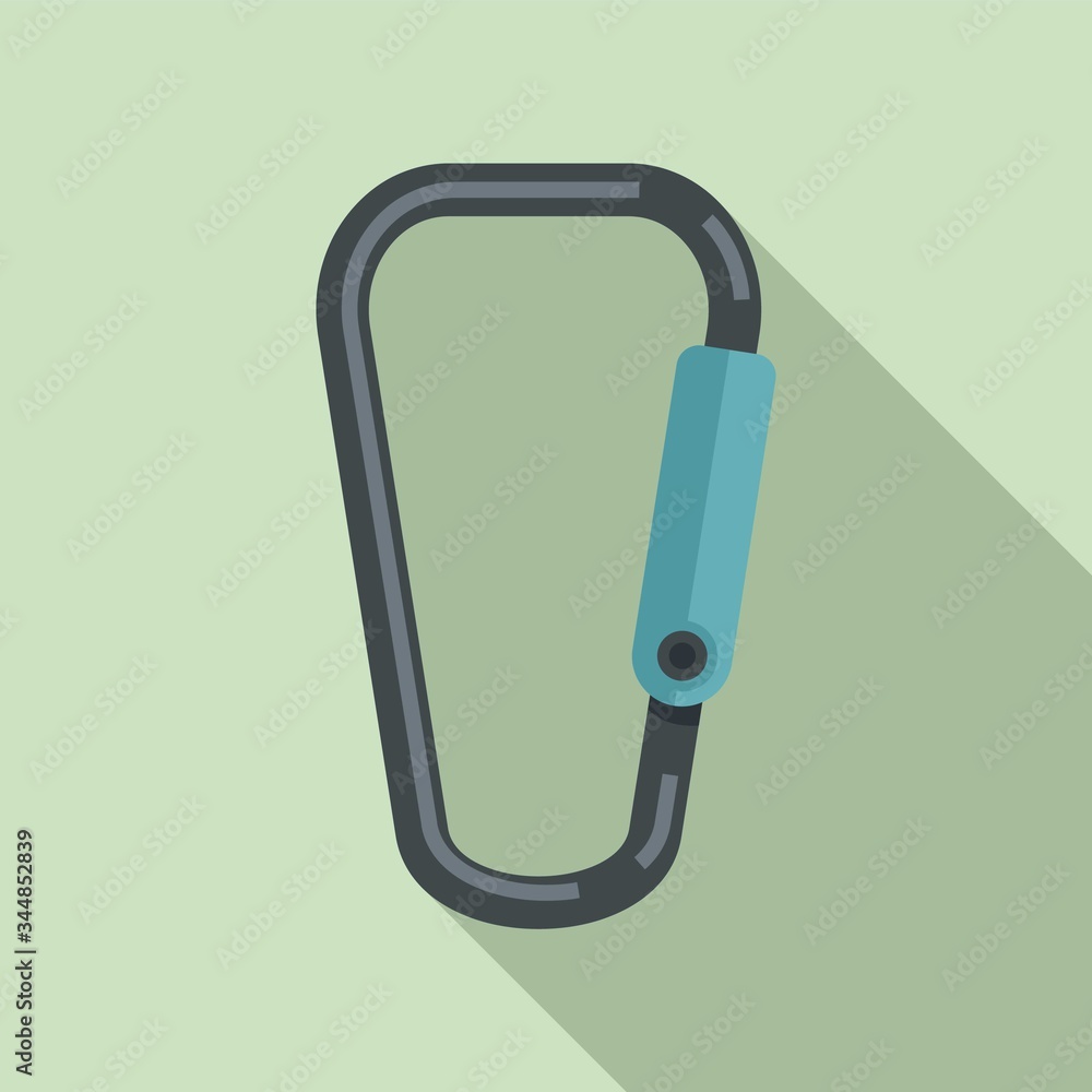 Hiking carabine icon. Flat illustration of hiking carabine vector icon for web design Hiking carabine icon. Flat illustration of hiking carabine vector icon for web design