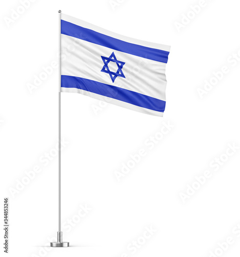 Free Download Israel flag on a flagpole white background 3D illustration - GFXLoad