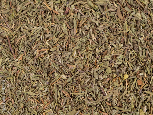 dry thyme leafs texture close up
