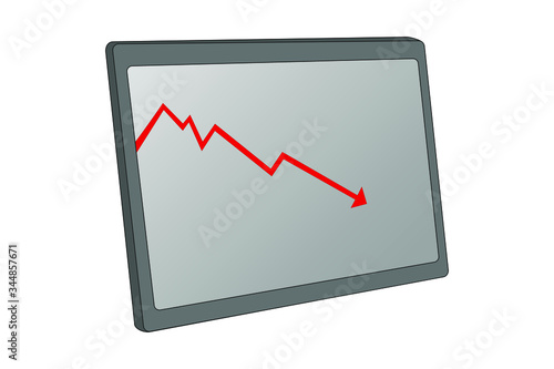 graph, business, chart, diagramm, pfeil, display, bildschirm, monitor, corona, covid, covid-19, aktien, tablet, elektronisch, aktienkurs, kurssturz, finanz, kurs, einbruch, kursabfall, vektor, grafik,