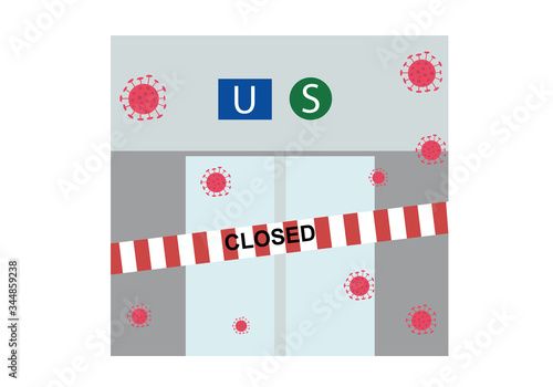 Vector illustration of a closed metro due to a virus epidemic or pandemic